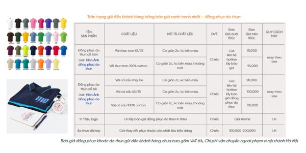 Báo giá đồng phục áo thun