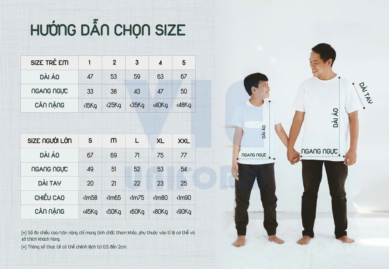 Bảng size áo cổ tròn